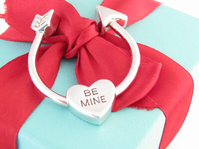 Tiffany & Co Silver Heart Arrow Be Mine Keychain Key Chain Ring