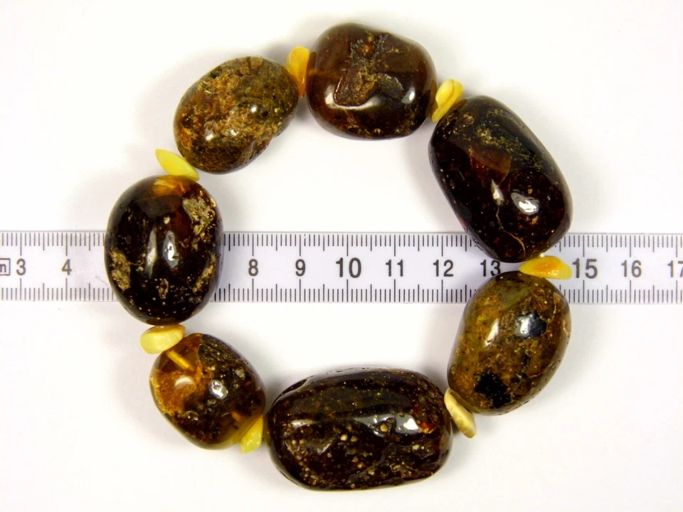 Pulsera Ámbar Báltico 6.8" 64gr. Negro Mujer Massive Natural Stretch 1122a Foto 2 de 4