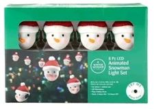 Animated Snowman 8 LED Batttery Operated Light Set By Winter Wonder Lane New