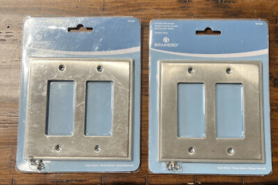 2-Silver Nickel Double Decorator Switch Plates #787400 Brainerd Liberty NEW