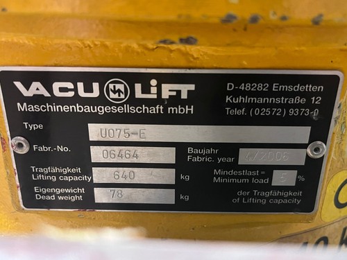 heavy duty Vaculift 075-E Vacuum lifter for sheet metal reduced price - Picture 2 of 4