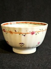 A 18thC Chinese Export Porcelain Tea Bowl , Hand Painted with Roses