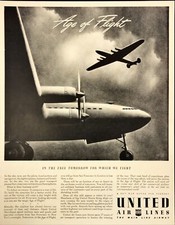 1942 United Air Lines In The Free Tomorrow For Which We Fight WWII Print Ad