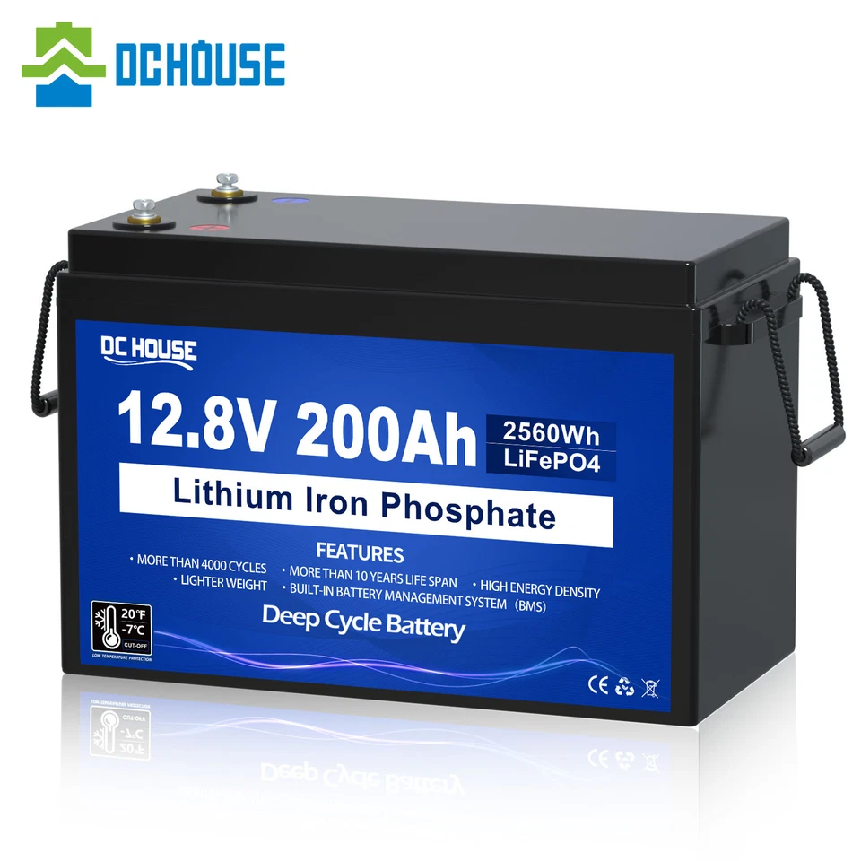 12V 200Ah LiFePO4 Lithium Batterie Tieftemperaturschutz,2560Wh BMS für Solar RV