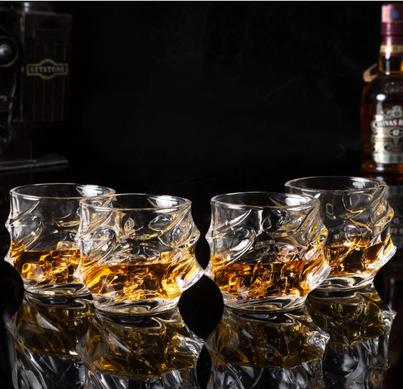 Whiskey Glasses Set of 4 Cocktail Tumbler 11 Oz Crystal Whisky Glass-image