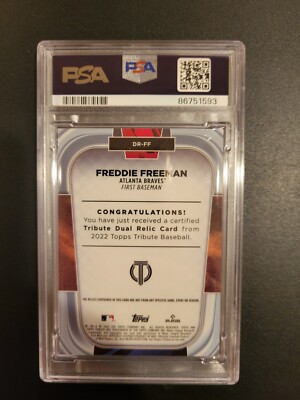 2022 Topps Tribute Freddie Freeman Dual Relic Green - #/99 - Pop 1