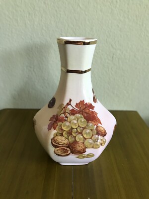 Royal Worcester Bud Vase Palissy England 4.25  Botanical Fruit Gold Trim MINT