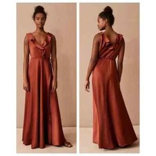 NWT BHLDN Tansy Satin Charmeuse Wrap Maxi Dress Cinnamon Plus Size 26W