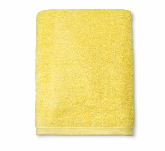 2-PACK Room Essentials Solid Yellow Bath Towel 100% Cotton