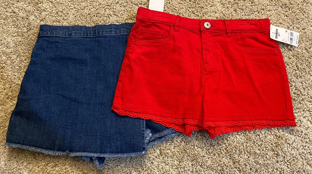 Girls red denim shorts cheap