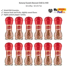 Kotanyi Scotch Bonnet Chili, Dried Chili Granules, Easy Use Grinding Head 20gx12