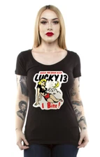 Authentic LUCKY 13 I Bite Juniors Scoop Neck T-Shirt S M L XL 2XL NEW