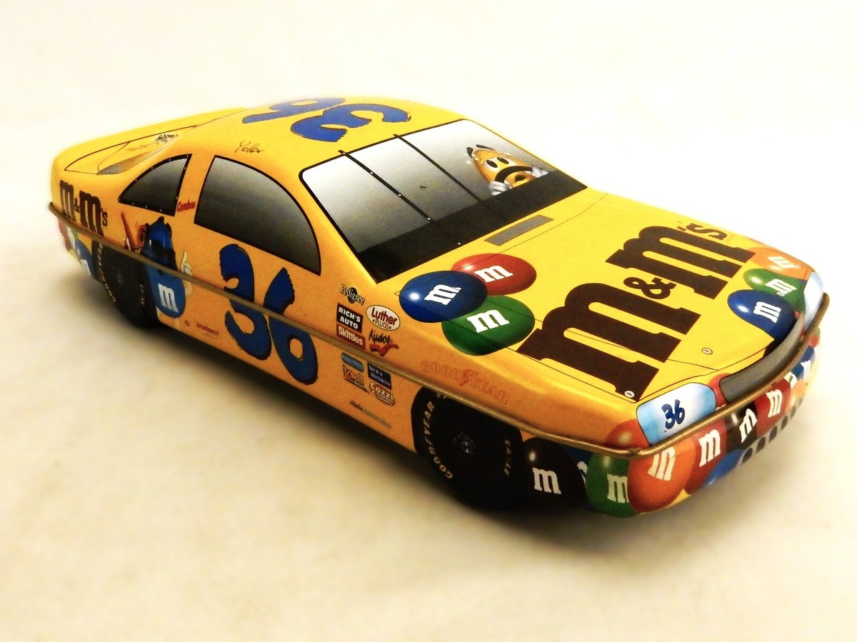M&M's Vintage Metal Race Car #36 Storage Box, Yellow Character, W
