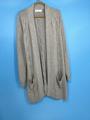 Excellent Lourie b. Women's Gray Cashmere Blend Cable Knit Long Cardigan Size: L