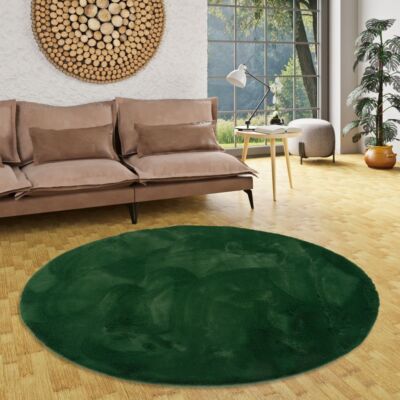 Luxus Super Soft Fellteppich Plush Tannengrün Rund