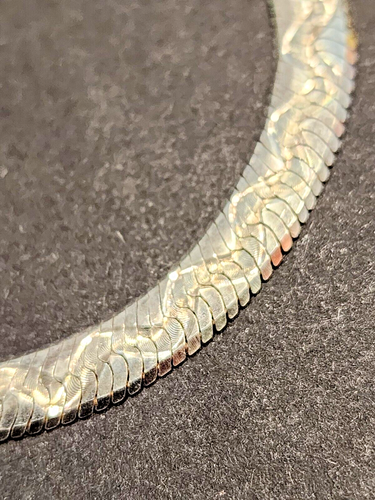 Italy 925 Sterling Silver Herringbone Diamond cut Swirl Pattern 8" Bracelet 9G - Picture 8 of 19