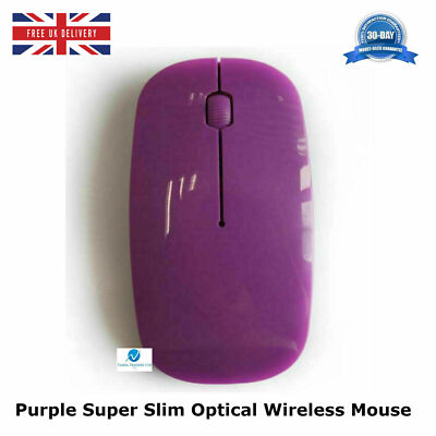 Lila superschlanke optische kabellose Maus Slimline Mäuse 2,4 G Reichweite neu 1600 DPI