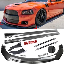 For Chrysler 300 Fiber Front Bumper Lip Spoiler 86.6" Side Skirt Kit