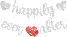 KatchOn, Silver Happily Ever After Banner - 10 Feet | Glitter 