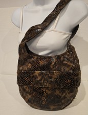Marco Buggiani Italian Snakeskin Embossed Brown Leather Hobo Shoulder Bag  Italy