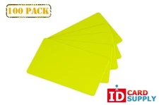 Pack of 100 Yellow CR80 Standard Size PVC Cards | 30 mil Thickness by easyIDea