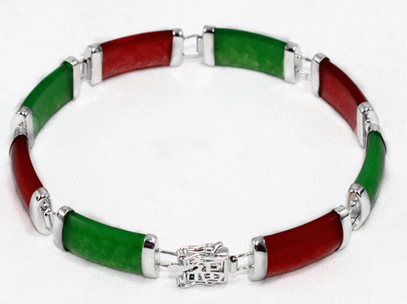 Brazalete Brazalete Joyería Eslabón Cadena Gemas Jade Natural Genuino 7.5" Grado AAA Foto 3 de 4