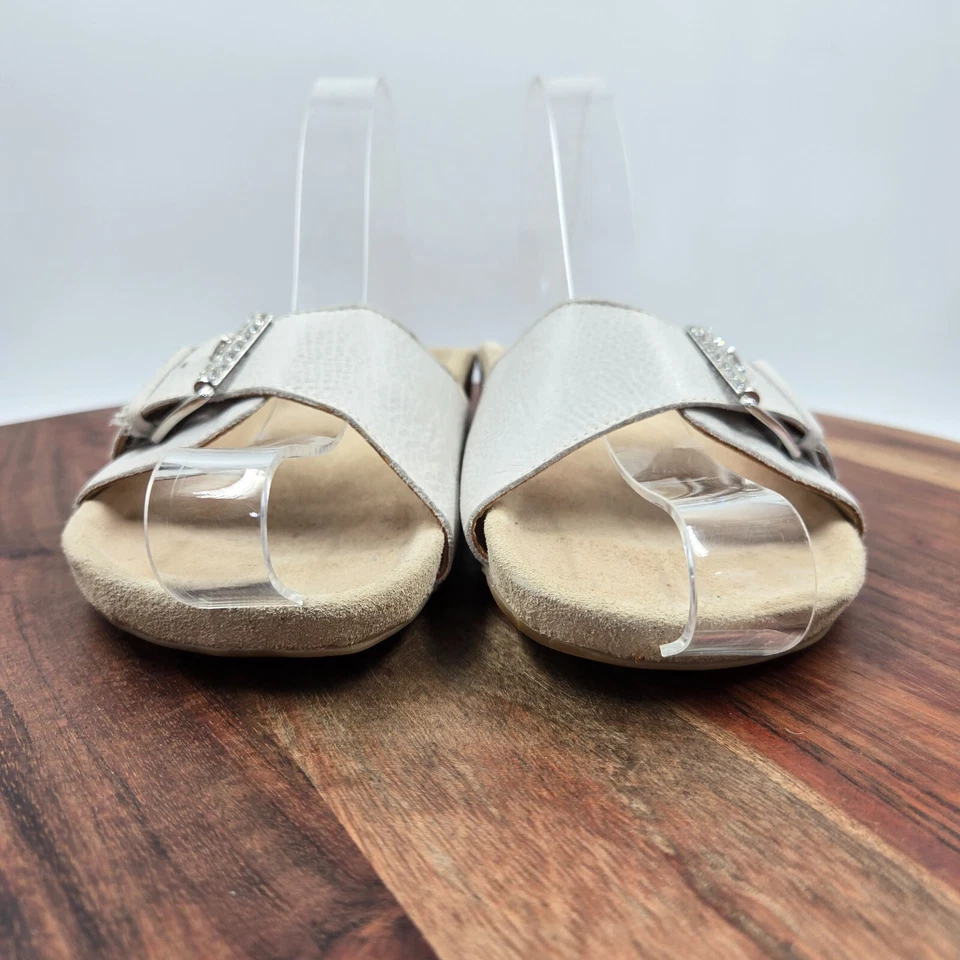 Spring Step Sandals Women's 37 / 6.5 Gray Tan Leather Comfort Slide Buckle - Image 2 of 4