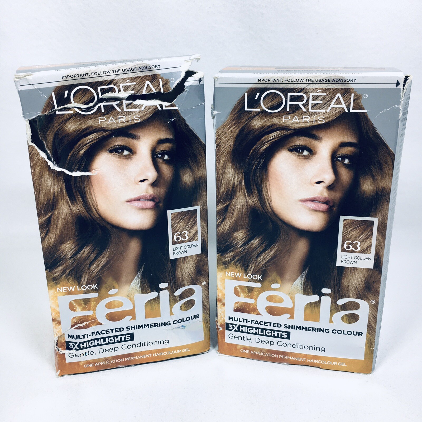 TWO L'Oreal Paris Feria Multi-Faceted Hair Color, Light Golden Brown 63  *READ* 71249230114 | eBay