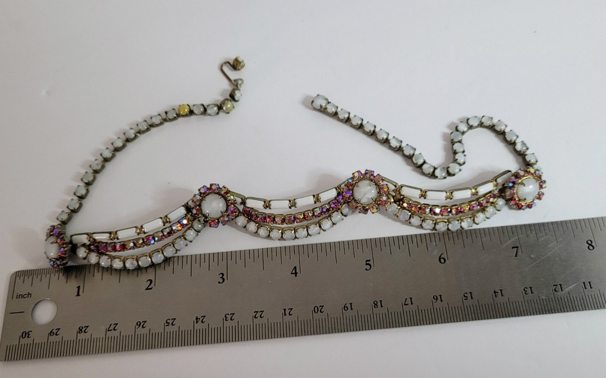 Hobe Rhinestone Swag Necklace vintage View 2