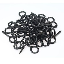 50 Pieces 12 Screw Eyes Screw in Eye Hooks Metal Screw Eye Pins Hooks Black ...