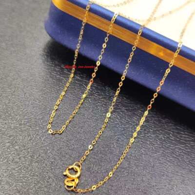 18K Yellow Gold THIN Cable Link Chain Women's Necklace