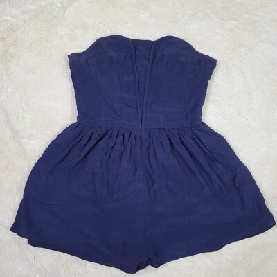 Tobi Navy Blue Romper Size Small Womens Strapless Sweetheart Neckline  Shorts S