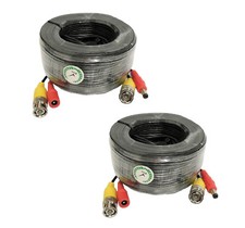 25' Black CCTV Camera Siamese Coax Cable with Power Wire  2 Pack  