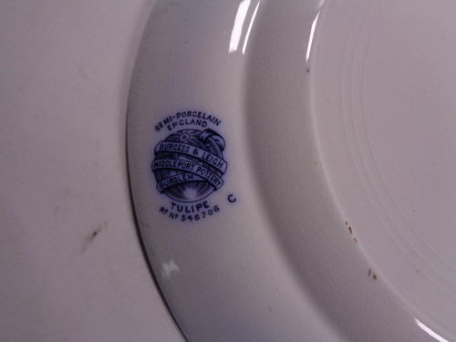 Antique Burgess & Leigh - Tulip rd 546706 - Blue white 26.5cm Plate - Picture 16 of 19