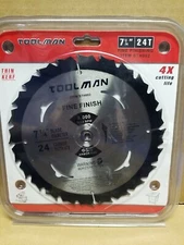 Toolman 7-1/4" 5/8" Arbor 24T Table Circular Saw Blade Carbide Tip Wood Cutting 