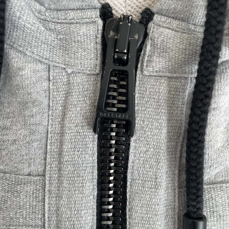 Belstaff England Motociclista Sudadera con Capucha Hombres 2XL Gris Terry Francés Bolsillos con Cremallera Completa Foto 4 de 4