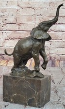 Art Deco Signed Original African Elephant Bronze Bookend Book End Sculpture Gift