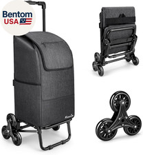 2 in 1 Grocery Cart on Wheels for Stairs, 60L/300LBS Shopping Carts for Grocerie