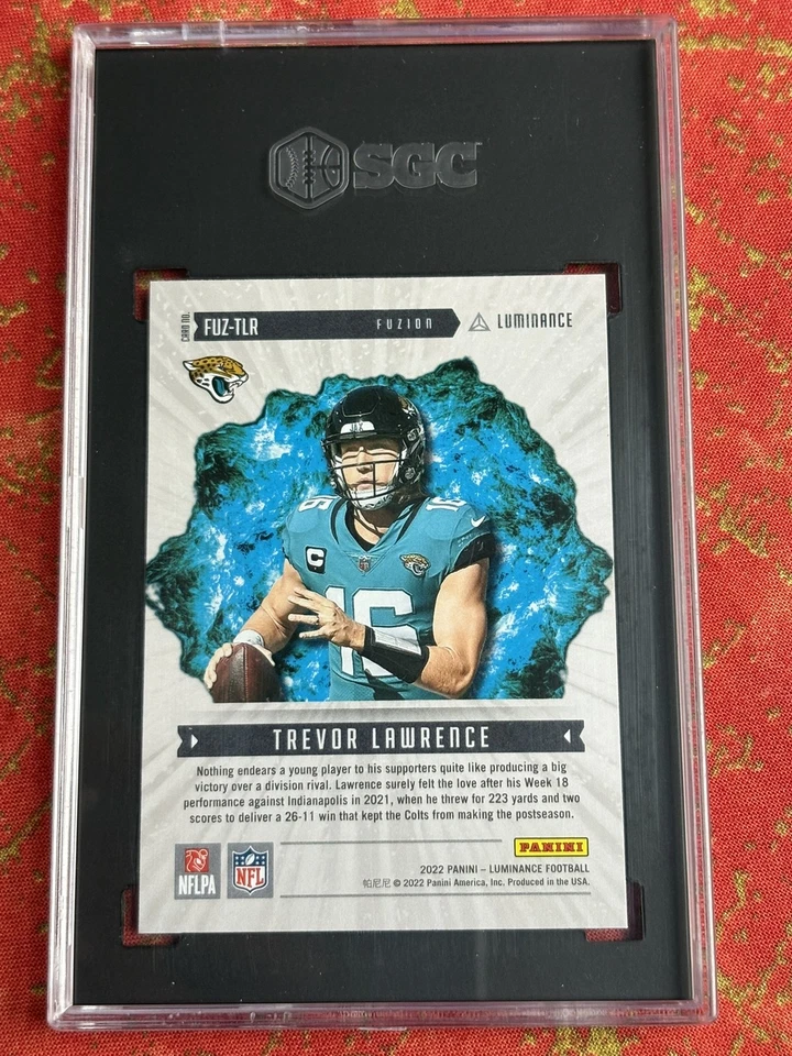 2022 Panini Luminance Trevor Lawrence Fuzion #FUZTLR Jacksonville Jaguars SGC 10 - Image 2 of 2