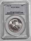 1963 D PCGS MS 64 Franklin Half Dollar With Some Rainbow Toning