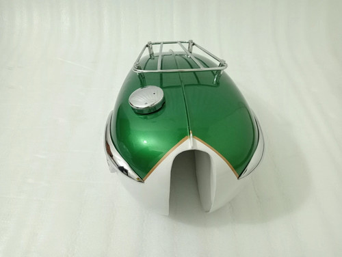 Triumph T140 Metalic Green & White Painted Steel Petrol Fuel Gas Tank +Cap | Fit - Picture 7 of 21