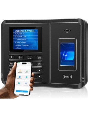 App-Based Time Clock Employee Fingerprint Attendance, iOS/Android w/10 IC Cards