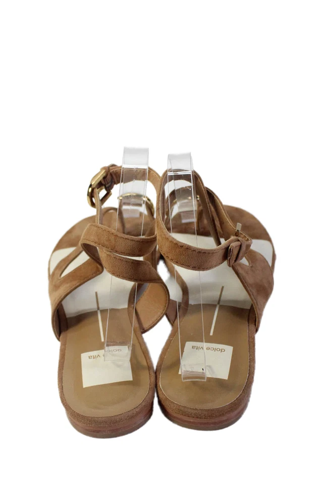 Dolce Vita Womens Suede Gold Tone Toe Ring Slingbacks Sandals Brown Size 8 - Image 3 of 4