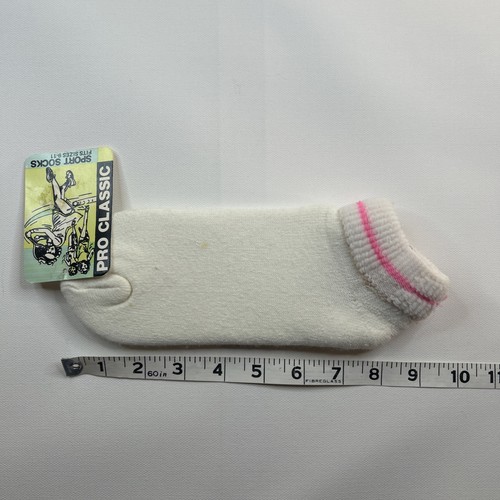 NOS VTG Low Socks 9-11 Orlon Nylon Acrylic Maryon Mills 80's White Pink USA - Picture 7 of 7