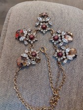 Gold Tone Statement Cable Chain Necklace Red ...