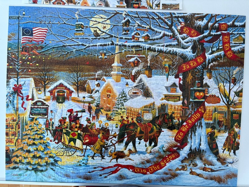 1000 Piece Buffalo Jigsaw Puzzle by Charles Wysocki "Small Town Christmas"