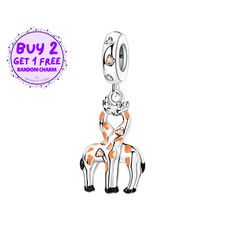 Giraffe Heart Charm For Bracelet, Giraffe Lovers Charm, Animal Theme Charm