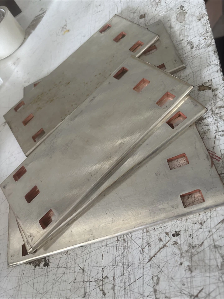 (Lot of 5)9-1/4”Lx3-3/4”x0.15”H 6 Hole Solid Copper Industrial Busbars - Image 4 of 4