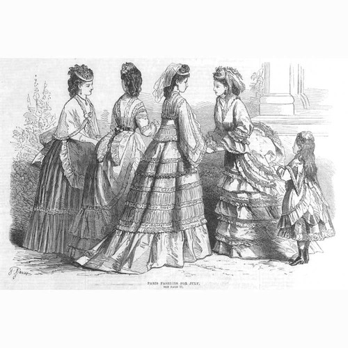 FASHION Paris Fashions for July - Antique Print 1870