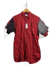 COMME des GARCONS SHIRT Short Sleeve Shirt S Cotton RED Stripe FI B021